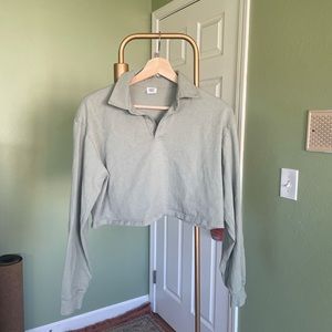 aritzia sunday best collared long sleeve crop size small